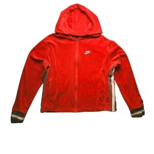 Y2K Nike Red Velour Full Zip Retro Racer Stripes Relaxed Fit women's medium
